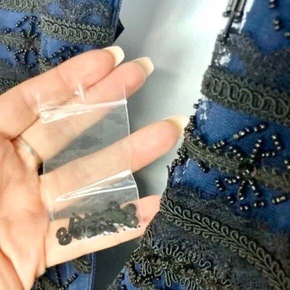 Aidan Mattox Blue Beaded Lace Halter Mini Dress NWT Size 4 New Years Eve Party - Picture 7 of 9